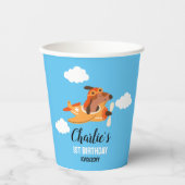 Hondenpiloot vliegt met vliegtuig, Schattigee Kind Papieren Bekers (Voorkant)