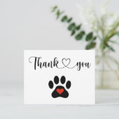 Hondenpoot aangepaste bedankkaart briefkaart (Staand voorkant)