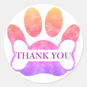 Hondenpoot en bot kleurrijke Waterverf Dank u Ronde Sticker
