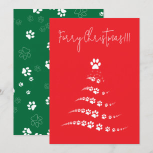 Hondenpoot kerstboom Furry Christmas Feestdagenkaart