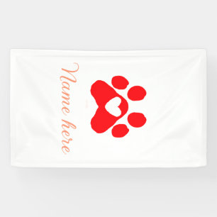 Hondenpoot rood hart huisdier voeg naam tekst dier spandoek