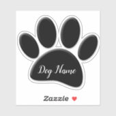 Hondenpootafdruk met aangepaste hondennaam sticker (Vel)