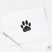 Hondenpootafdruk met bewerkbare naam  ronde sticker (Envelop)