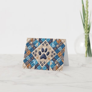 Hondenpootafdruk Quilt Ontwerp Notitiekaart