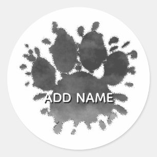 Hondenpootafdruk Waterverf Hondenpoot Aangepaste n Ronde Sticker