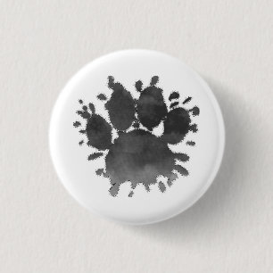 Hondenpootafdruk Waterverf Hondenpoot Ronde Button 3,2 Cm