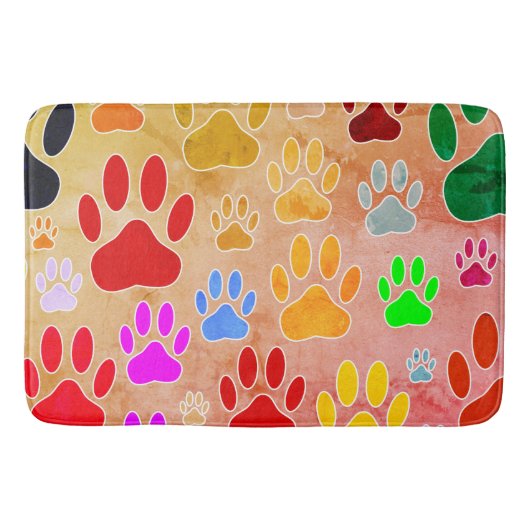 Hondenpootafdrukken op  achtergrond badmat (Voorkant)