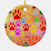 Hondenpootafdrukken op achtergrond keramisch ornament (Achterkant)