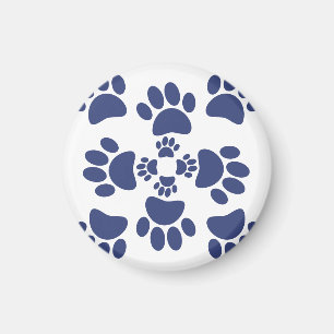 Hondenpootafdrukken Portugese stijl Wit en Blauw  Magneet
