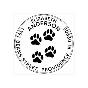 Hondenpootafdrukken Ronde Retouradres Stempel