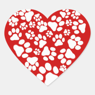 Hondenpootafdrukken Valentijnshart Hart Sticker