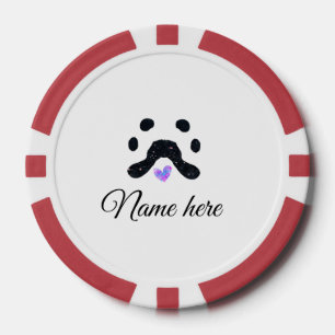 Hondenpootje zwart huisdier naam tekst dierenpootj poker chips