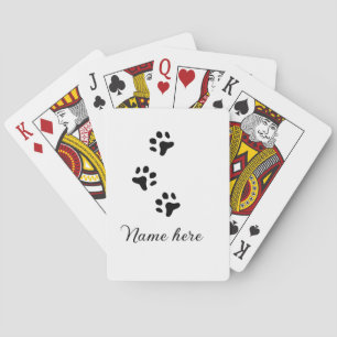 Hondenpootje zwart huisdier naam tekst dierenpootj pokerkaarten