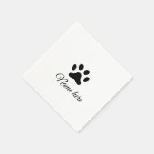 Hondenpootje zwart huisdier naam tekst dierenpootj servet (Hoek)