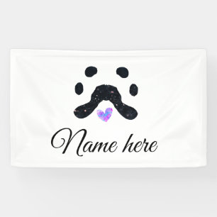 Hondenpootje zwart huisdier naam tekst dierenpootj spandoek