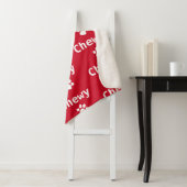 Hondenpootnaam Rood Wit Sherpa Deken (In situ)