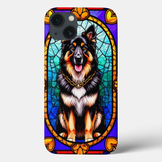 Hondenportret in Glas in lood artwork Case-Mate iPhone Case (Achterkant)