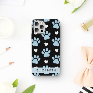 Hondenpoten, Blauwe Pootafdrukken, Witte Harten, J iPhone 16 Hoesje