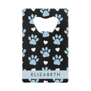 Hondenpoten, blauwe poten, witte harten, Jouw naam Kredietkaart Flessenopener