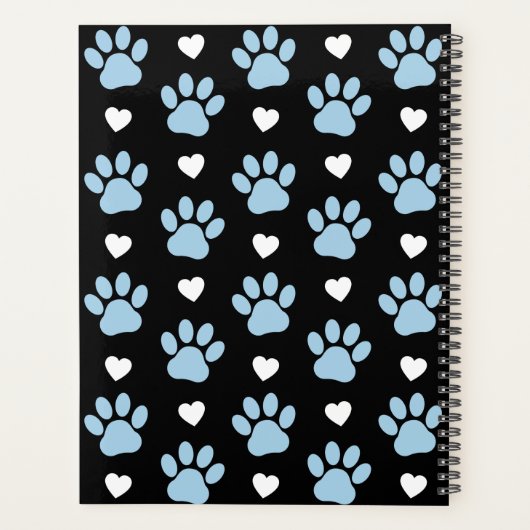 Hondenpoten, blauwe poten, witte harten, Jouw naam Planner (Achterkant)