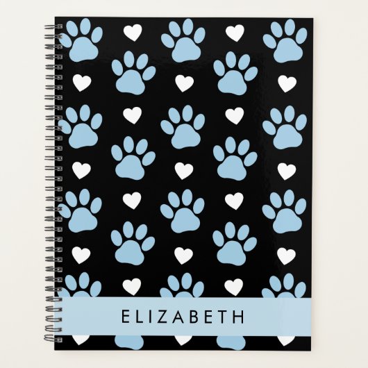 Hondenpoten, blauwe poten, witte harten, Jouw naam Planner (Voorkant)