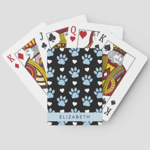 Hondenpoten, blauwe poten, witte harten, Jouw naam Pokerkaarten