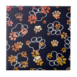 Hondenpoten eierschaal bruin zwart tegeltje