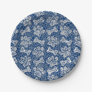 Hondenpoten en Botten Faux Lace Art Print Papieren Bordje