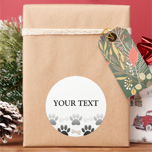 Hondenpoten en Botten met aangepaste verlooptekst Ronde Sticker (Feestdagen)
