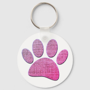 Hondenpoten jute print in roze sleutelhanger