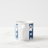 Hondenpoten, witte poten, blauwe harten, Jouw naam Espresso Kop (Achterkant)