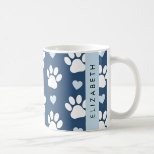 Hondenpoten, witte poten, blauwe harten, Jouw naam Koffiemok