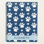 Hondenpoten, witte poten, blauwe harten, Jouw naam Planner (Voorkant)