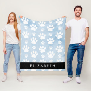 Hondenpoten, witte poten, blauwe Waterverven, Jouw Fleece Deken