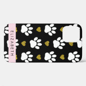 Hondenpoten, witte poten, gouden harten, Jouw naam Case-Mate iPhone Case (Achterkant (horizontaal))