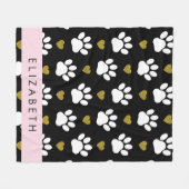 Hondenpoten, witte poten, gouden harten, Jouw naam Fleece Deken (Voorkant (Horizontaal))
