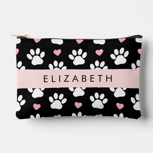 Hondenpoten, witte poten, roze harten, Jouw naam Etui (Voorkant)