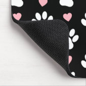 Hondenpoten, witte poten, roze harten, Jouw naam Muismat (Hoek)