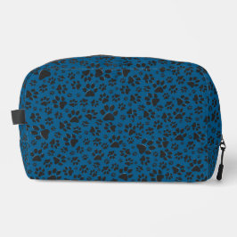 Hondenpoten zwart en wit Polka Dot op blauw Toilettasje