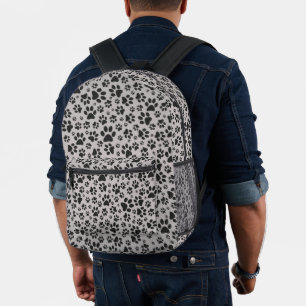 Hondenpoten zwart en wit Polka Dot op grijs Bedrukte Rugzak