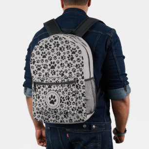 Hondenpoten zwart en wit Polka Dot op grijs Bedrukte Rugzak