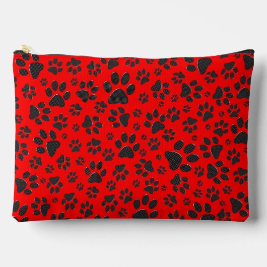 Hondenpoten zwart en wit Polka Dot op rood Etui (Voorkant)