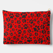 Hondenpoten zwart en wit Polka Dot op rood Etui (Achterkant)