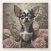 Hondenras Bloemenportretten 9 Glazen Onderzetter (Voorkant)