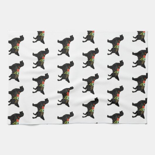 Hondenras met platte bekleding van bohemiene Flora Theedoek (Horizontaal)