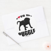 "HONDENRAS" - PUGGLE - "IK HOU VAN MIJN PUGGLE" RONDE STICKER (Envelop)