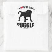 "HONDENRAS" - PUGGLE - "IK HOU VAN MIJN PUGGLE" RONDE STICKER (Tas)