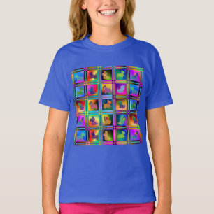 Hondensilhouetten Creëer kleurrijk rasterpatroon T-shirt