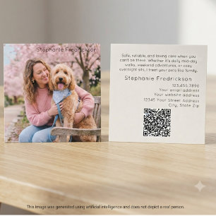 Hondensitter Walker Foto QR-code Zakelijke Kaart Vierkante Visitekaartje