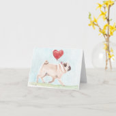 Hondenskaart met pug hart kaart (Gele Bloem)